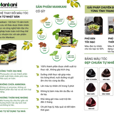 Hộp Dầu Gội Nhuộm Tóc, Thảo Dược Màu Nâu Đen, Mankani [250ml - Chính Hãng]