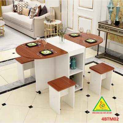 Bàn ăn gấp gọn, bàn ăn thông minh 4BTM02- Nội thấtv lắp ráp Viễn Đông Adv