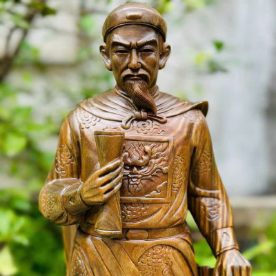 TƯỢNG TRẦN QUỐC TUẤN TRẦN HƯƠNG ĐẠO VƯƠNG BẰNG GỖ TRẮC XANH CỰC ĐẸP KT CAO 60×22×18CM 