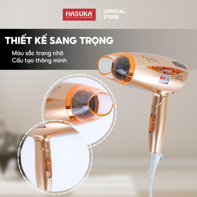 Máy sấy tóc HASUKA HSK-126 công suất 1600-1800W, tay cầm có thể gấp gọn, 3 mức nhiệt độ, 3 tốc độ gió sử dụng tiện lợi - HÀNG CHÍNH HÃNG