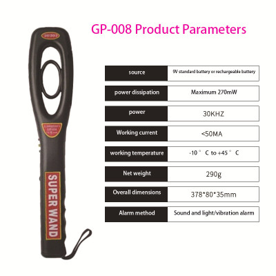 ROGTZ Máy Dò Kim Loại Cầm Tay Super Wand GP-008 - Nhanh Chóng, Chính Xác 99% Báo Hiệu Âm Thanh Đèn LED Rung Khoảng Cách Dò 30cm Nhựa ABS Nhỏ Gọn Hoạt Động 40 Tiếng An Ninh Sân Bay Cơ Quan Tổ Chức Ngân Hàng Máy Móc Linh Kiện - Hàng Chính Hãng