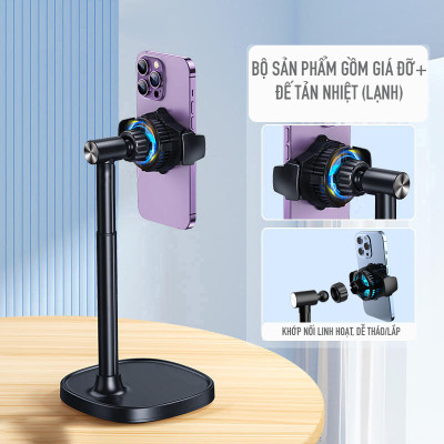 Chân livestream điện thoại Zaki có đế làm mát với sò lạnh - Hàng Chính Hãng