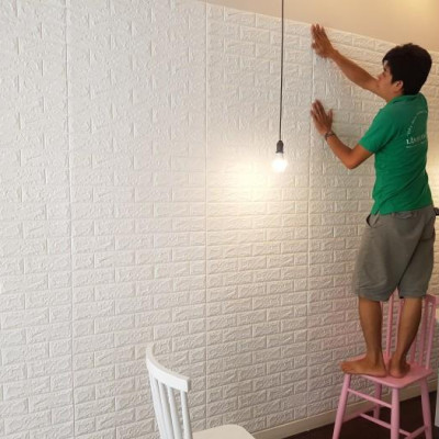 10 Tấm Xốp Dán Tường Giả Gạch Màu Trắng Dày 4mm Khổ 70X77 Cm Chịu Lực, Chịu Nước, Chống Ẩm Mốc Loại Cao Cấp 