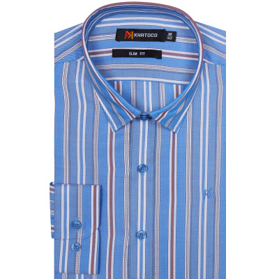 Áo sơ mi nam tay dài form ôm slim fit Khatoco A1MD468S1-CNSC171-2410-D