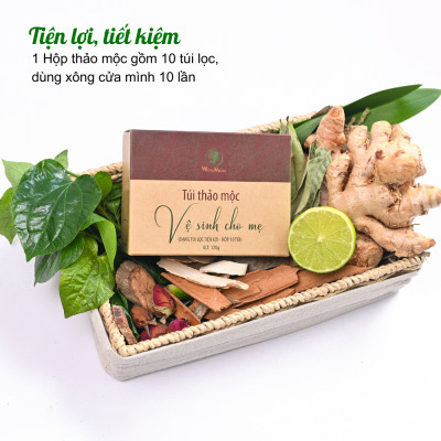 Bộ chăm sóc love mom, khử mùi cửa mình và dưỡng trắng da body Wonmom (1 hộp thảo mộc xông cửa mình + 1 cốt nghệ hạ thổ )