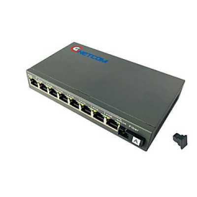 Bộ chuyển đổi quang điện POE 8xJ45 10/100M kèm cổng  SC 1 sợi GNETCOM GNC-6108FE-25A - Hàng Chính hãng