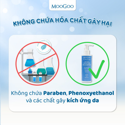 Dầu gội đầu dịu nhẹ cho bé không SLS, Sulfate, cho bé, da nhạy cảm, v da cơ địa - MooGoo