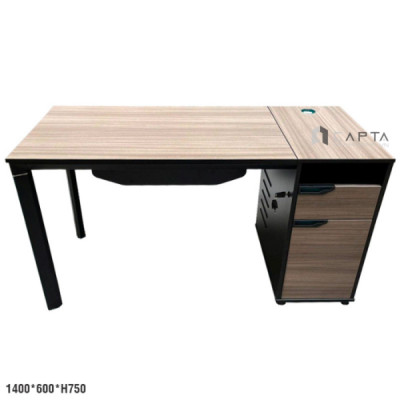 Bàn làm việc mặt gỗ MFC hiện đại TW2008-14W Nội thất Capta Bàn gỗ MFC chống thấm màu hạt dẻ phối đen thanh lịch