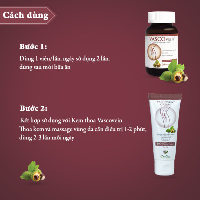 Bộ Sản Phẩm Hỗ Trợ Bệnh Suy Giãn Tĩnh Mạch Vascovein (Viên uống & Kem thoa)
