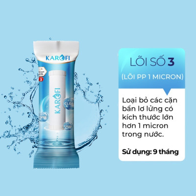 Bộ 3 Lõi lọc nước Karofi 1,2,3 dùng cho máy lọc nước RO - Hàng Chính Hãng