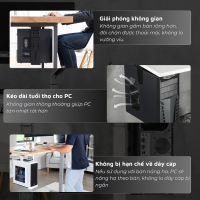 Giá treo PC, giá đỡ CPU gắn bàn DandiHome có thể điều chỉnh độ rộng-cao, bảo hành 1 năm