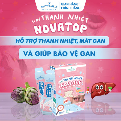Siro Novatop hỗ trợ thanh nhiệt, mát gan, giảm nhiệt miệng cho bé (10 gói) - Nutramed