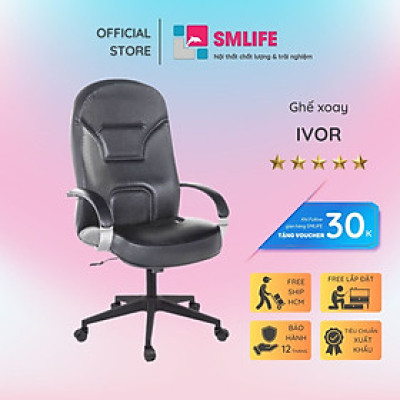 Ghế xoay văn phòng lưng cao da công nghiệp SMLIFE Ivor
