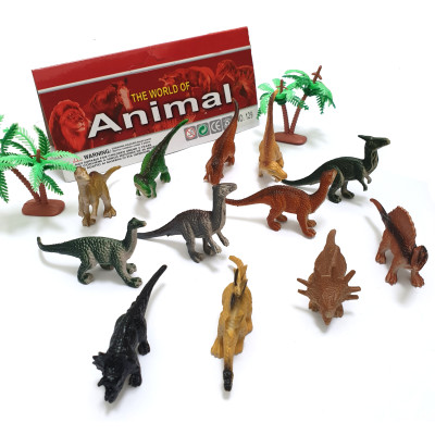 Bộ đồ chơi 12 mô hình khủng long mini Animal World 129 kèm cây trang trí (4x8 cm)