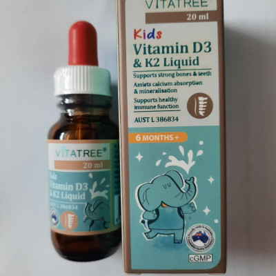 ￼VITATREE Kids Vitamin D3 & K2 Liquid - Lọ 20ml, nhập khẩu Úc