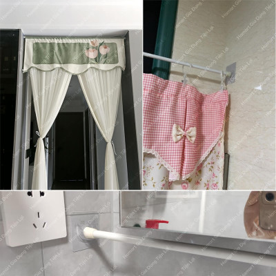 Móc Nửa Tròn Dán Tường Đỡ Thanh Ngang Treo Rèm Phòng Tắm Tủ Quần Áo Cố Định Giá Treo Đồ Đa Năng