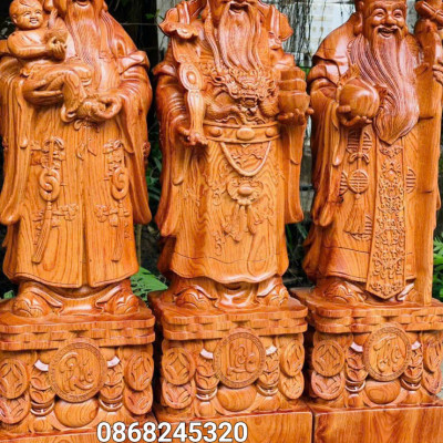 Bộ tượng phật tam đa phúc lộc thọ bằng gỗ hương đá kt 60×18×15cm 