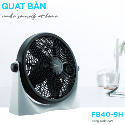 Quạt Hộp, Quạt Để Bàn 5 Cánh Midea FB40-9H (Quạt Điện Hàng Chính Hãng, Công suất 55W, Chỉnh Gió 3 Tốc Độ)
