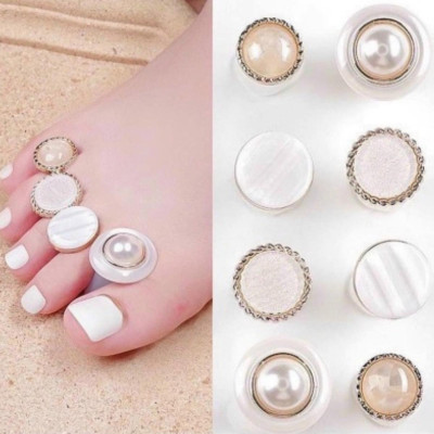 Bộ Tách Ngón Chân Tay Lẻ Ngọc Trai Cao Cấp Túi 8 Chiếc Làm Nail Sang Chảnh, Đế Silicon Đàn Hồi Tốt, Siêu Mềm Mịn Dễ Vệ Sinh