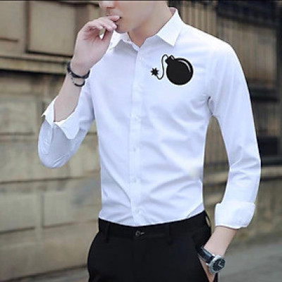 Áo sơ mi in hình họa tiết boom Chất sơ mi mềm mịn thoáng mát thấm hút mồ hôi tốt