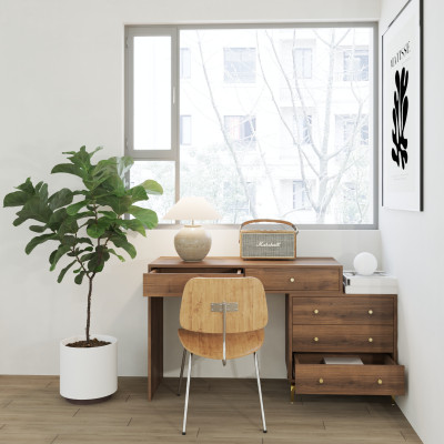 HAPPY FURNITURE ,Bàn làm việc 5 ngăn kéo - HAPPI, BAN_140 , 110cm x 45cm x 78cm DxRxC