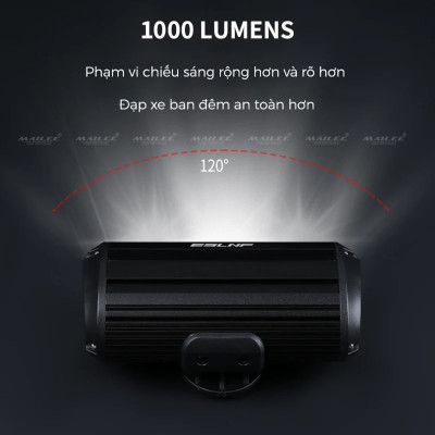 Đèn xe đạp chống nước UH-1000 3 bóng 1000 Lumens có led ban ngày, đèn trước xe đạp sạc USB Type-C, hợp kim nhôm (không kèm pad đỡ dài), đủ phụ kiện - Mai Lee