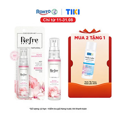 Xịt khử mùi chiết xuất thiên nhiên Refre Natural Rosa Magnolia Hồng Mộc Lan 30ml
