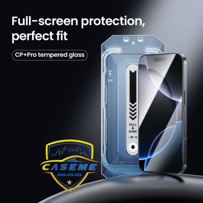 Kính cường lực cho iPhone 16 Pro Max, iPhone 16 Pro, iPhone 16 Plus, iPhone 16 hiệu NillkinAmazing CP+ Pro full màn hình, chống vân tay, chống vỡ, chống xước cao cấp - Hàng chính hãng.