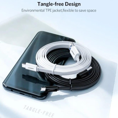 Ugreen UG10697US172TK 1M màu Đen Cáp USB TypeC sang USB 3.0 cáp dẹt - HÀNG CHÍNH HÃNG