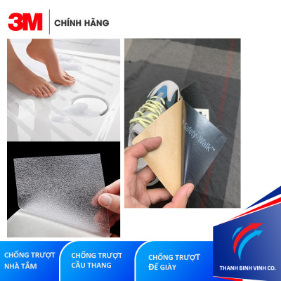 Bộ 3 mét Băng keo chống trượt 220 3M Safety-Walk, chịu nước tốt, màu trắng trong, size 5cm X 3m