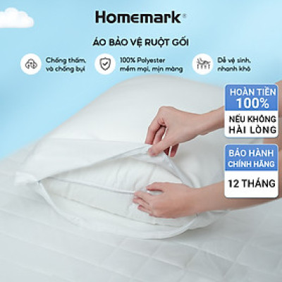 Bảo Vệ Gối Khách Sạn Homemark 50x70cm - Kháng Nước, Chống Bụi, Khóa Kéo Tiện Lợi