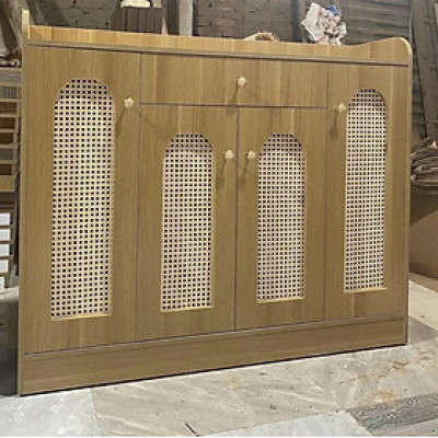 Tủ giày phối mây 4 cánh 1m2 Tundo cửa vòm hiện đại 