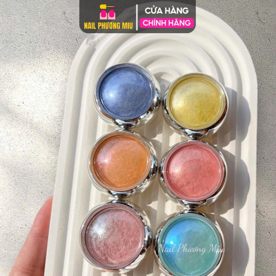 Set Tráng Gương Ánh Ngọc Trai 6 Hũ Nhiều Màu Dạ Quang Dạng Bột Chuyên Dùng Trang Trí Móng - Nail Phương Miu