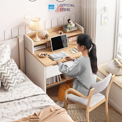 Bàn Học Tập Nhỏ Xinh Cho Bé, Học Sinh Màu Trắng Phối Vân Gỗ Sồi Thương Hiệu SIB Decor BLV75