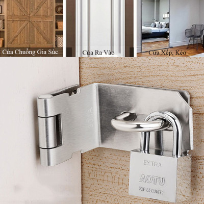 Chốt Khóa Vuông 90 độ Có PAT Khóa KUNBE, Bản Lề Cài Khóa Chốt Cửa, Tiện Dụng Dễ Lắp Đặt