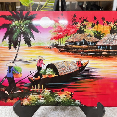 Tranh sơn mài - ĐỒNG QUÊ VIỆT NAM -Hàng xuất khẩu size 30x40 cm