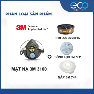 Combo Mặt Nạ 3M 3100/3200 Chính Hãng – Lọc Hơi Độc, Chống Mùi Hóa Chất, Dùng Phun Sơn & Phun Thuốc