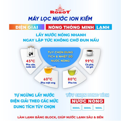 Máy Lọc Nước Điện Giải Ion Kiềm ROBOT iONKing 1113 Chế Độ Nóng Nguội Lạnh - Hàng Chính Hãng