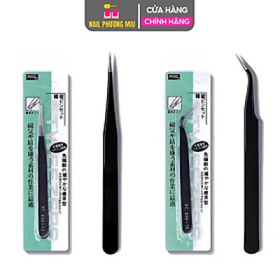 Nhíp Gắp Charm Đá Đầu Nhọn Cao Cấp 140mm Bằng Thép Không Gỉ Màu Đen Làm Nail Chuyên Nghiệp Nữ Women