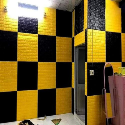 Bộ 5 Tấm Xốp Dán Tường 3D Giả Gạch Đen 70cmx77cm