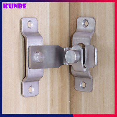 Chốt Khóa Cài Cửa Góc Vuông 90 Độ KUNBE Bằng Thép Không Gỉ, Then Cửa Dạng Chữ L Có Chốt Cố Định Thanh Gạt Loại To An Toàn, Chắc Chắn