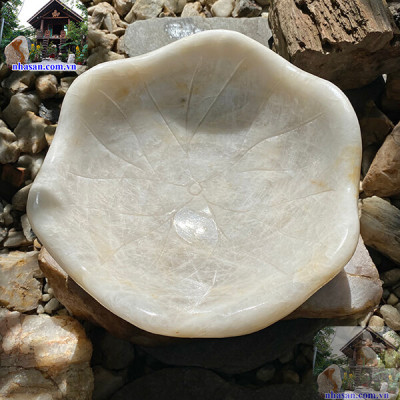Bát thả hoa tụ lộc đá thạch anh trắng NHA SAN BTH02 Tượng trưng cho sự thịnh vượng, sung túc - 10.4kg (33 x 13 cm)