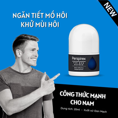 Lăn Khử Mùi Cho Nam Perspirex For Men Maximum Dành Cho Da Thường - Khử Mùi Và Ngăn Tiết Mồ Hôi Hiệu Quả (Chai 20ml)