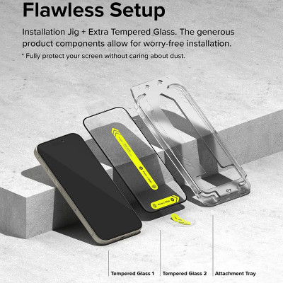 Combo 2 Miếng Dán cường lực kèm khung dán iPhone 15 Pro Max RINGKE Easy Slide Tempered Glass_ Hàng chính hãng