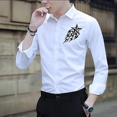 Áo sơ mi in hình họa tiết ngôi sao Chất sơ mi mềm mịn thoáng mát thấm hút mồ hôi tốt. Phong cách sang trọng thanh lịch
