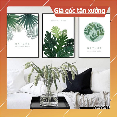 Bộ tranh treo tường phong thủy trang trí nội thất hình lá cây thiên nhiên đẹp và giá rẻ