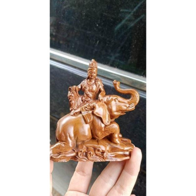 Cặp tượng văn thù phổ hiền bồ tát bằng gỗ bách xanh thơm nức kt 10×10×4cm