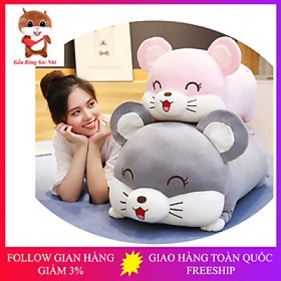 Gấu Bông Gối Ôm Chuột Cao Cấp Vải Nhung Co Giãn 4 Chiều