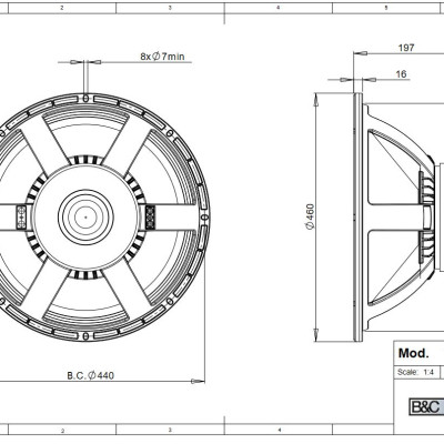 Loa rời Sub 5 Tấc B&C SPEAKERS  - ITALIA18PS100 ( 1 cái)– Hàng Chính Hãng