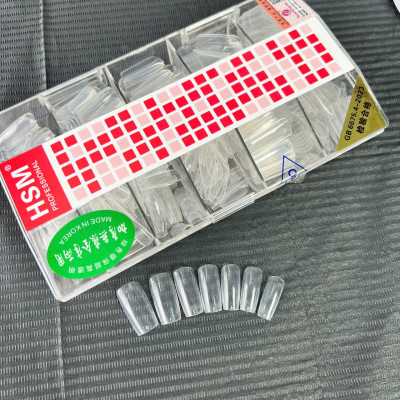 Hộp 500 Móng Úp Tay HSM Vuông Trong Trơn (Không Nhám) Đủ Size Từ 0-9 Chuyên Dùng Nối Móng Làm Nail Mỏng Dẻo